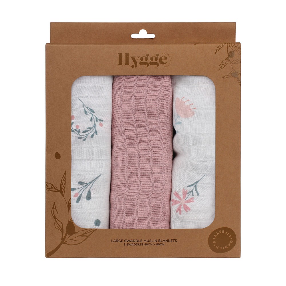 HYGGE TETRA PELENA OD MUSLINA DUSTY ROSE 3 KOM 80X80CM 